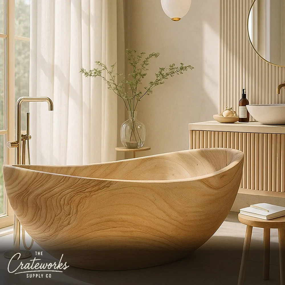 Stone Bathtub made of sandstone Papillon shape design