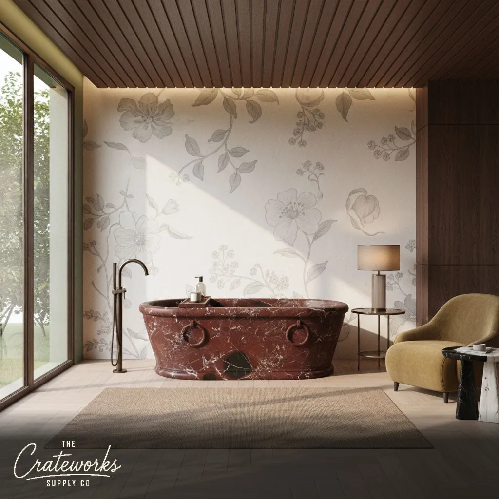 Exquisite Rosso Lepanto Polished Red Marble Bathtub