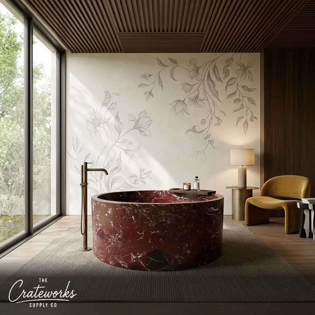 Luxury Rosso Lepanto Marble Freestanding Bathtub