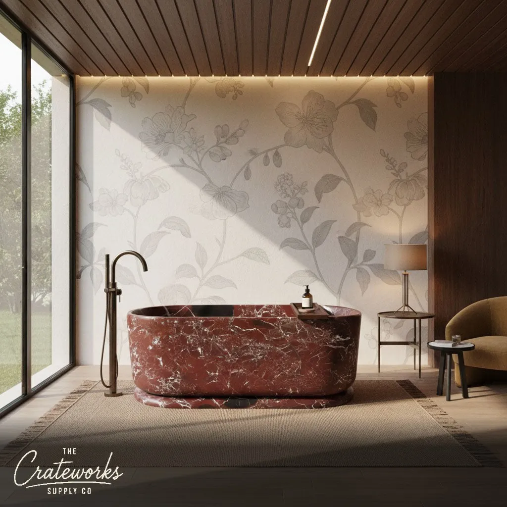 Rosso Lepanto Marble Bathroom Tub — Freestanding Luxury Bathtub