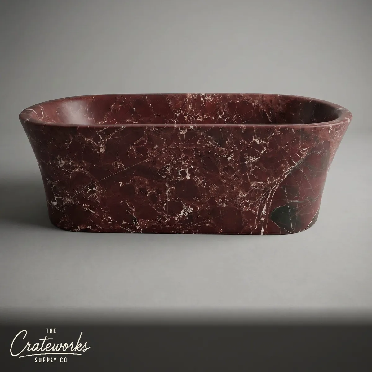 Rosso Lepanto Marble Bathtub — Hand-Carved Luxury