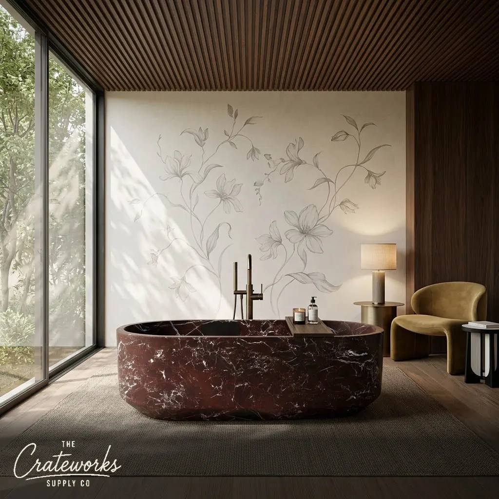 Rosso Lepanto Marble Bathtub — Polished Luxury