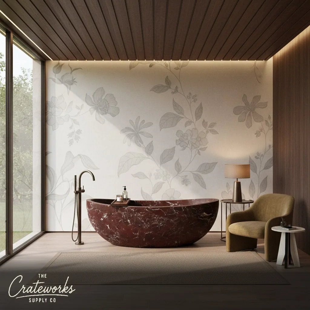 Rosso Lepanto Marble Freestanding Bathtub