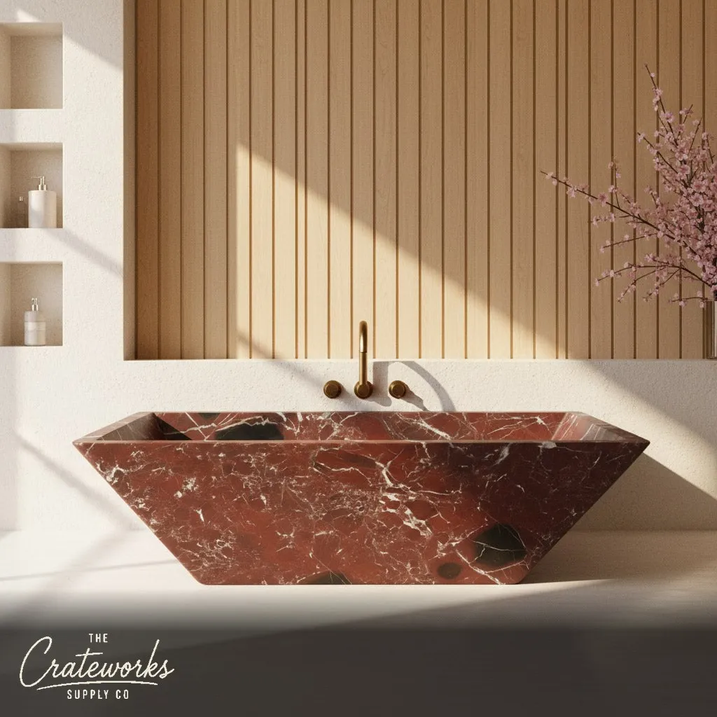 Rosso Lepanto Marble Freestanding Bathtub (Rosso Levanto)