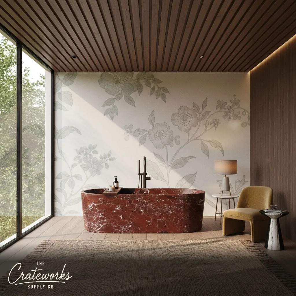 Rosso Lepanto Marble Freestanding Bathtub - Luxury Bathroom Statement