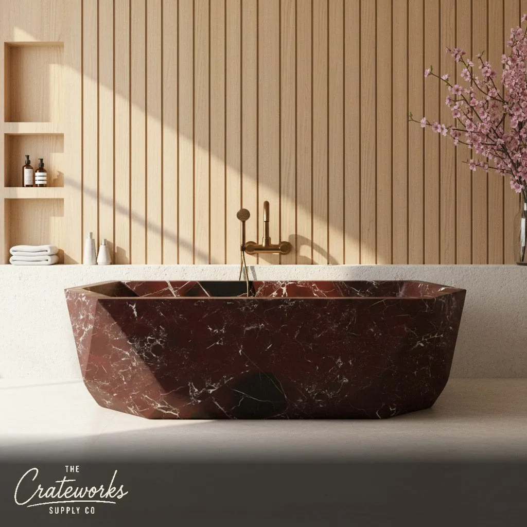Rosso Lepanto Red Marble Bath — Faceted Design