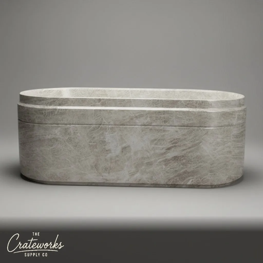 Elegant Oval Taj Mahal Marble Bathtub for Luxury Spas
