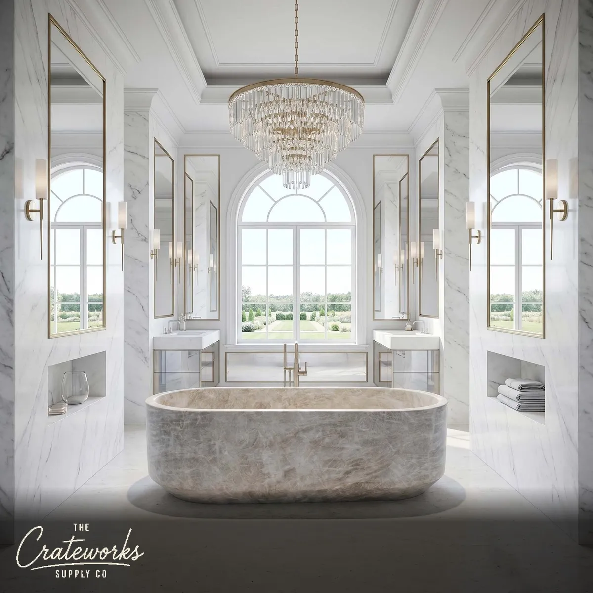 Elegant Taj Mahal Marble Freestanding Bathtub