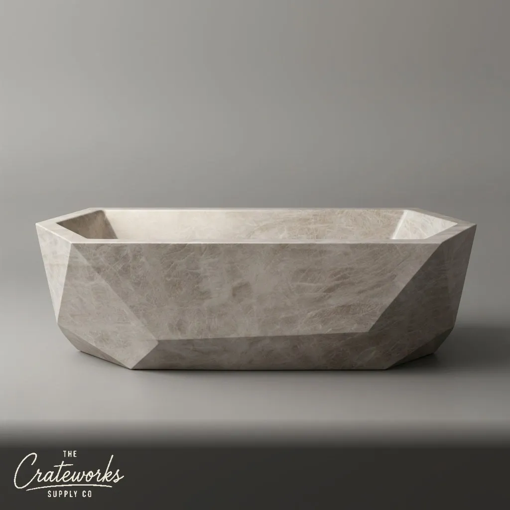Exquisite Taj Mahal Marble Bathtub — Hexagonal Design