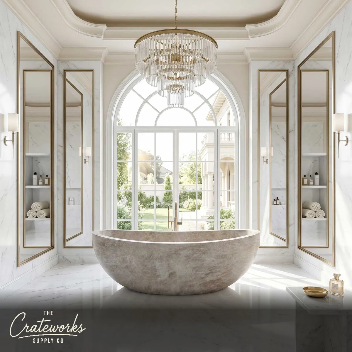 Opulent Taj Mahal Marble Freestanding Bathtub