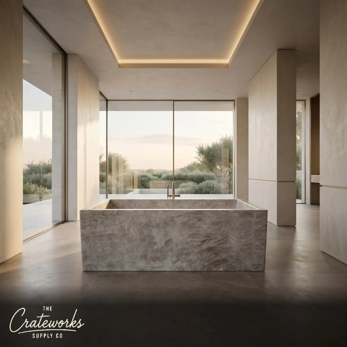 Taj Mahal Honed Luxury Marble Bathtub — Rectangular Design