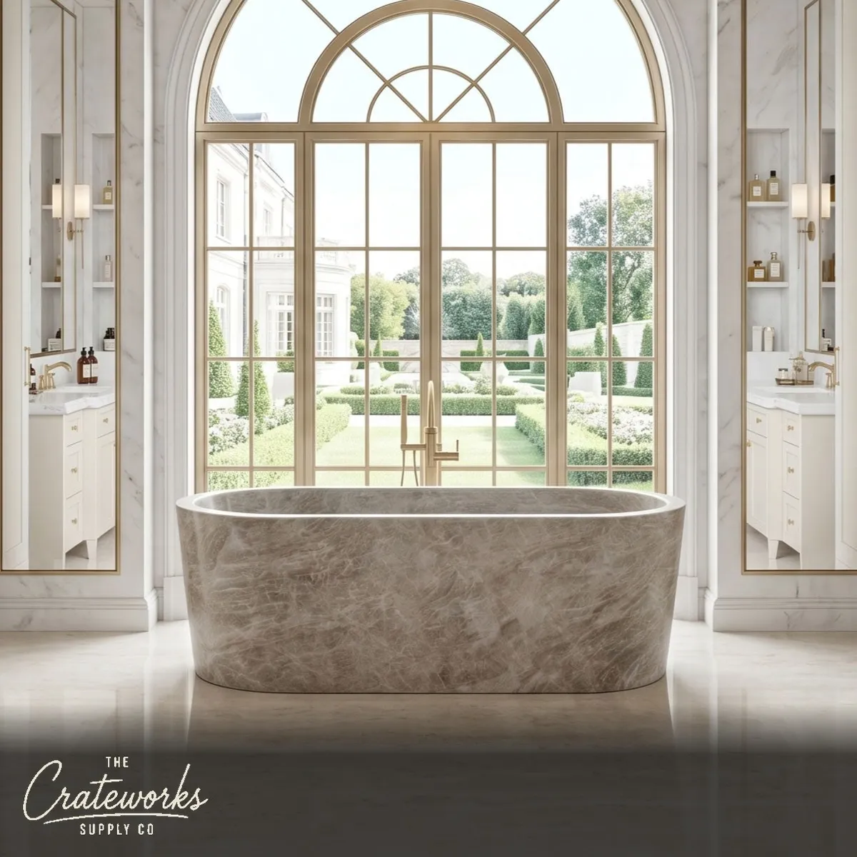 Taj Mahal Marble Bathtub — Honed Finish — Luxury Stone Bathtub