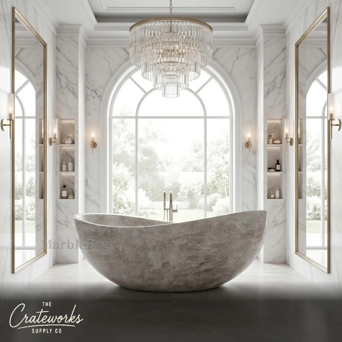 Taj Mahal Marble Freestanding Bathtub - Polished Luxury Bath