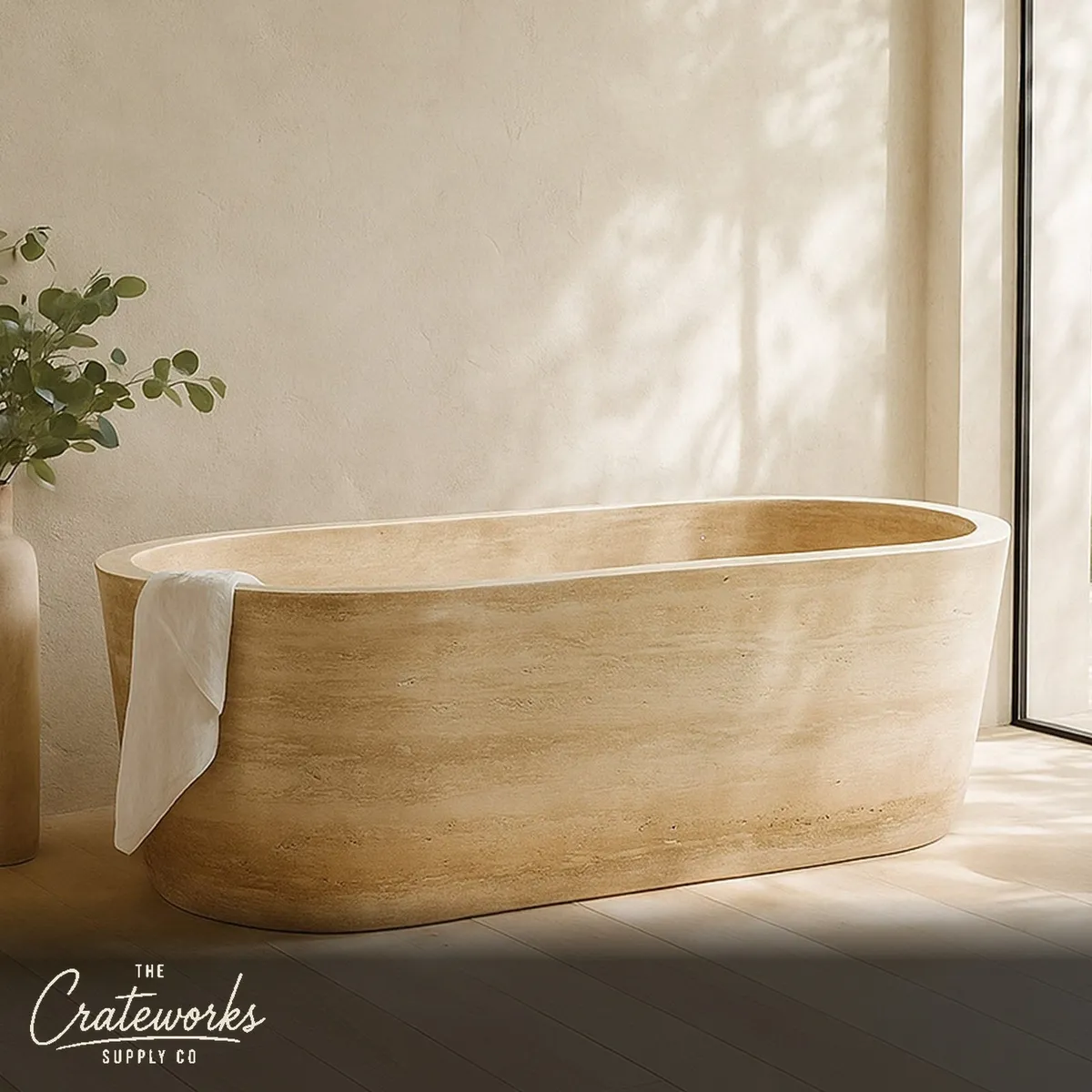 Large Travertine Bathtub