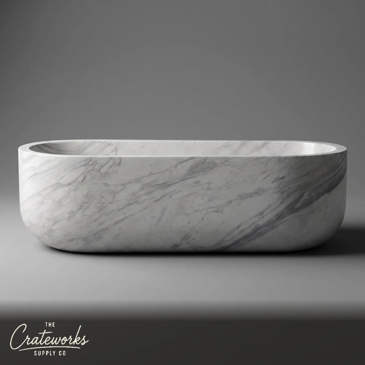 Marble bathtub — Oval Freestanding Veined — 70.87 Inch Length — Volakas Marble
