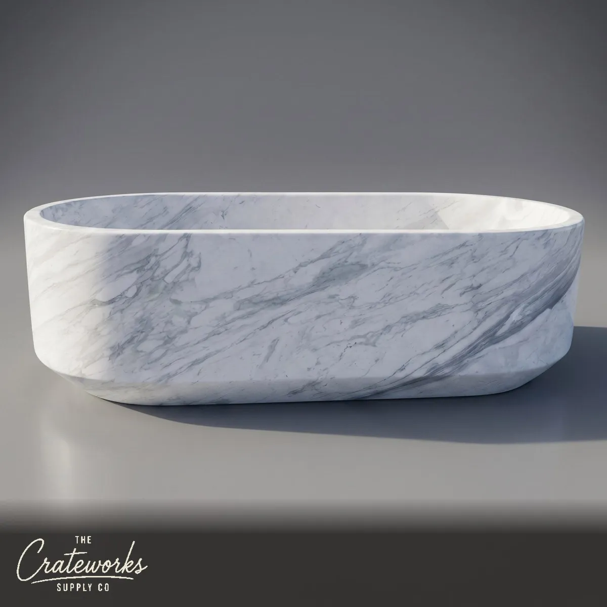 Marble bathtub — Oval freestanding design — 71 Inch Length — Volakas Marble (180 cm)
