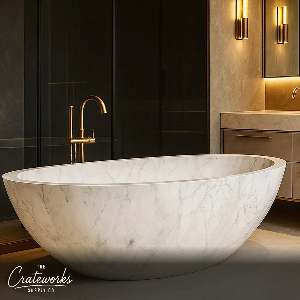 White Carrara Marble Bath