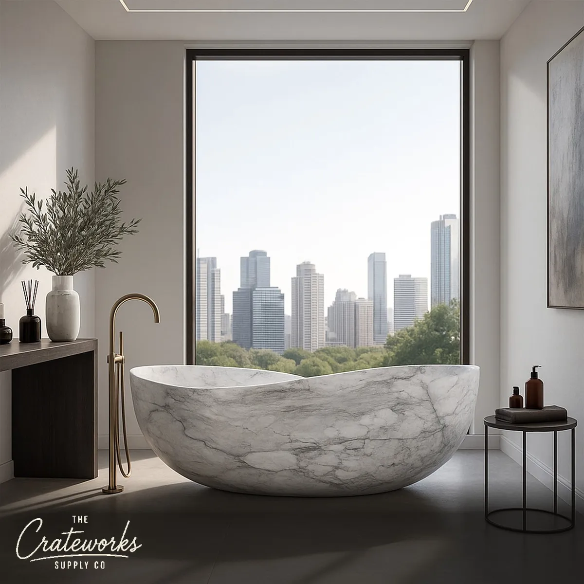 white marble bathtub papillon shape design