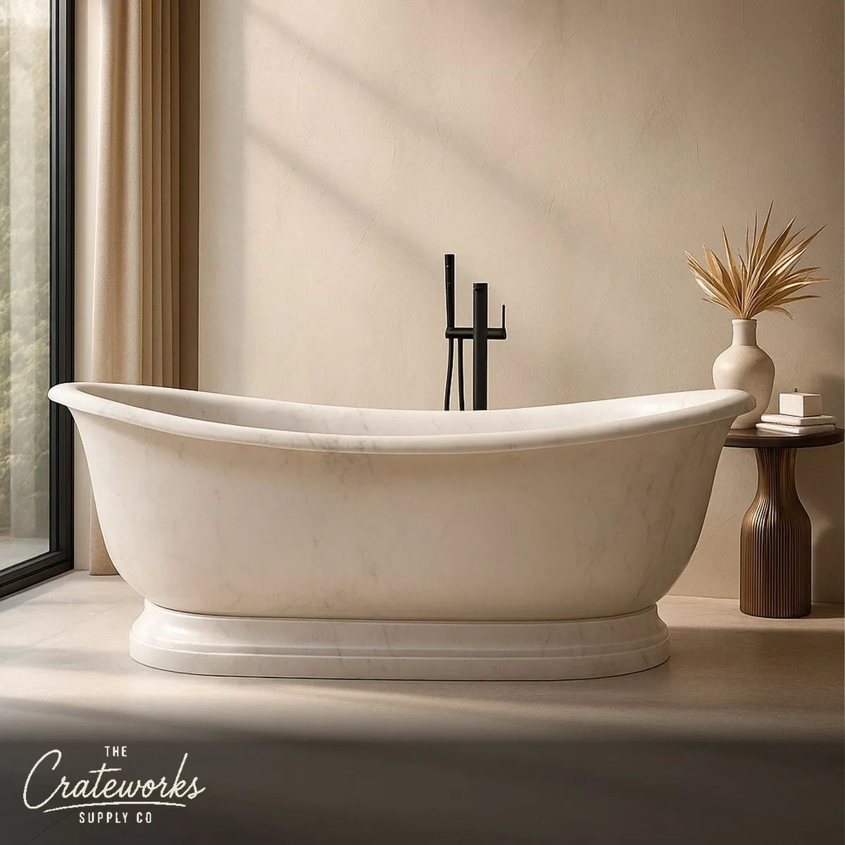 White marble pedestal slipper bath tub