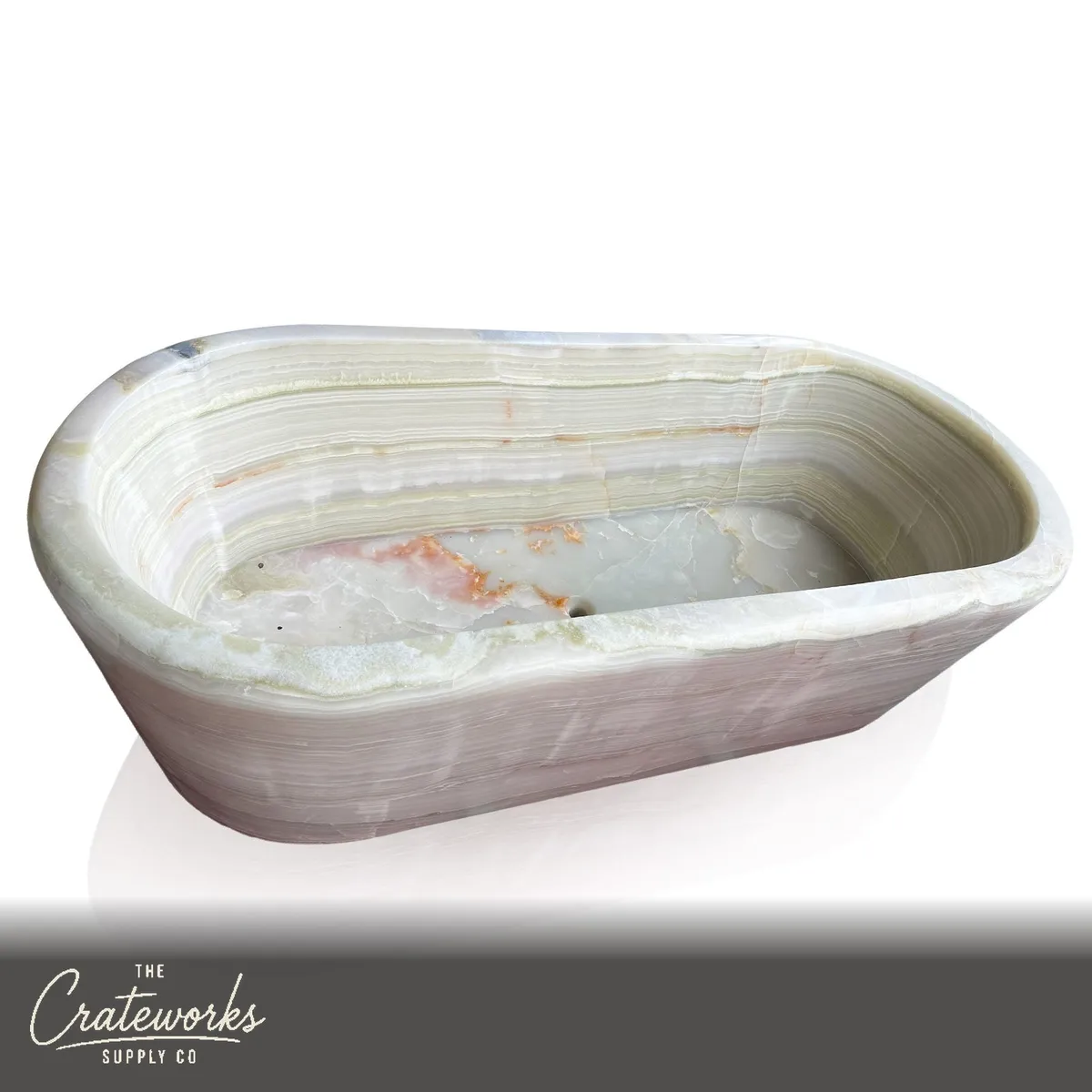 White Onyx Stone Oval Trough 70.87" Long