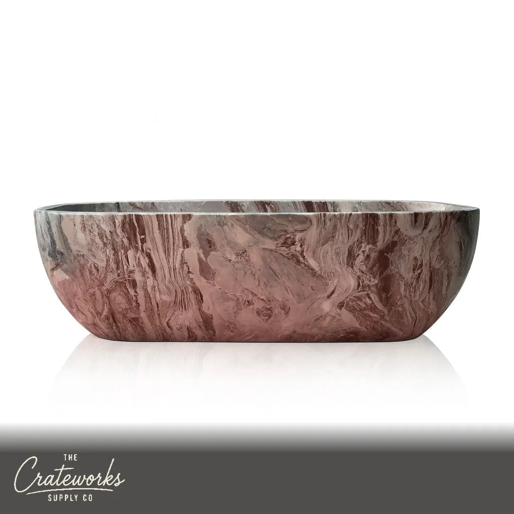Marble Freestanding Tub — Rosa Levanto Deep Oval Soaking 70.87" Long