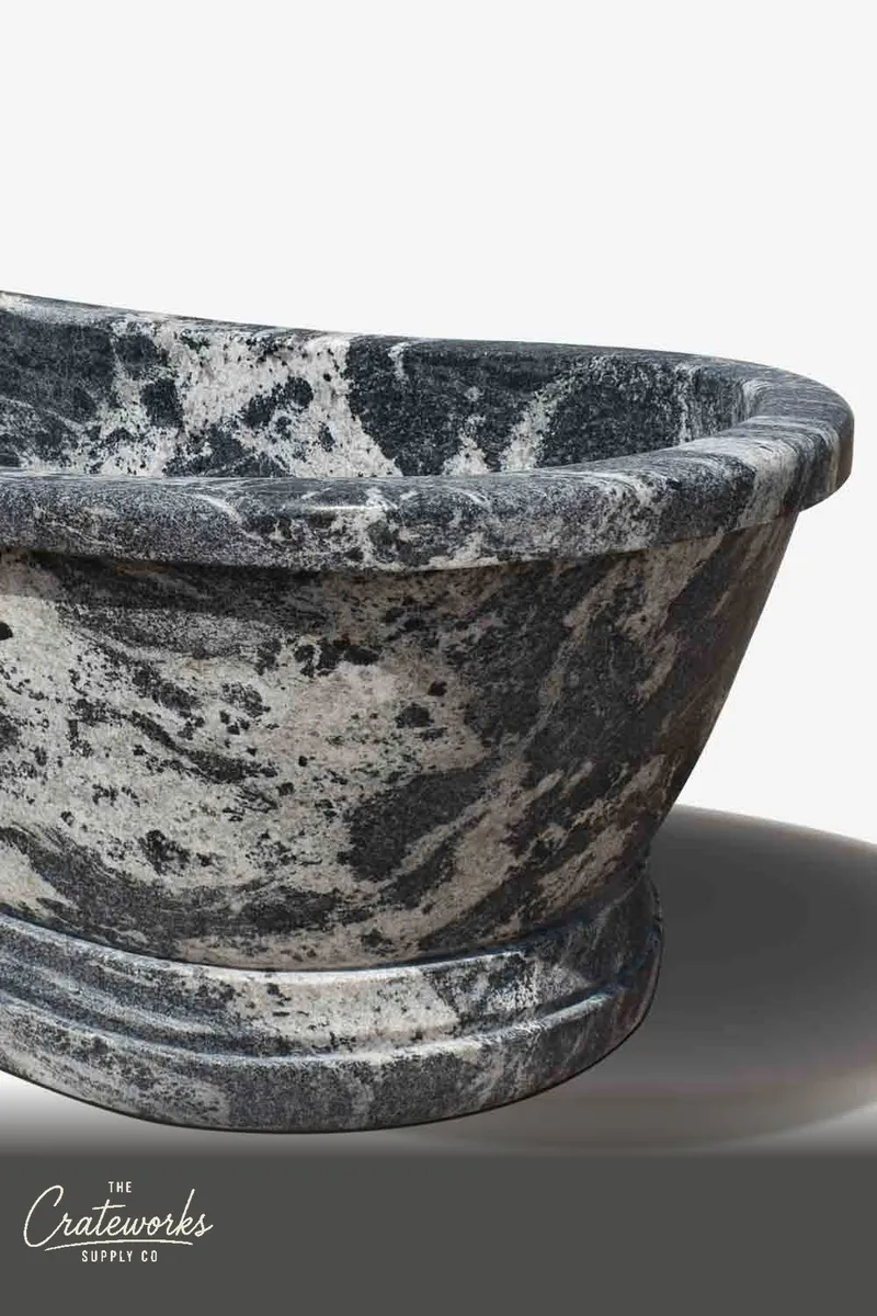 Granite Bathtub classic rolled rim and pedestal design, detail 2