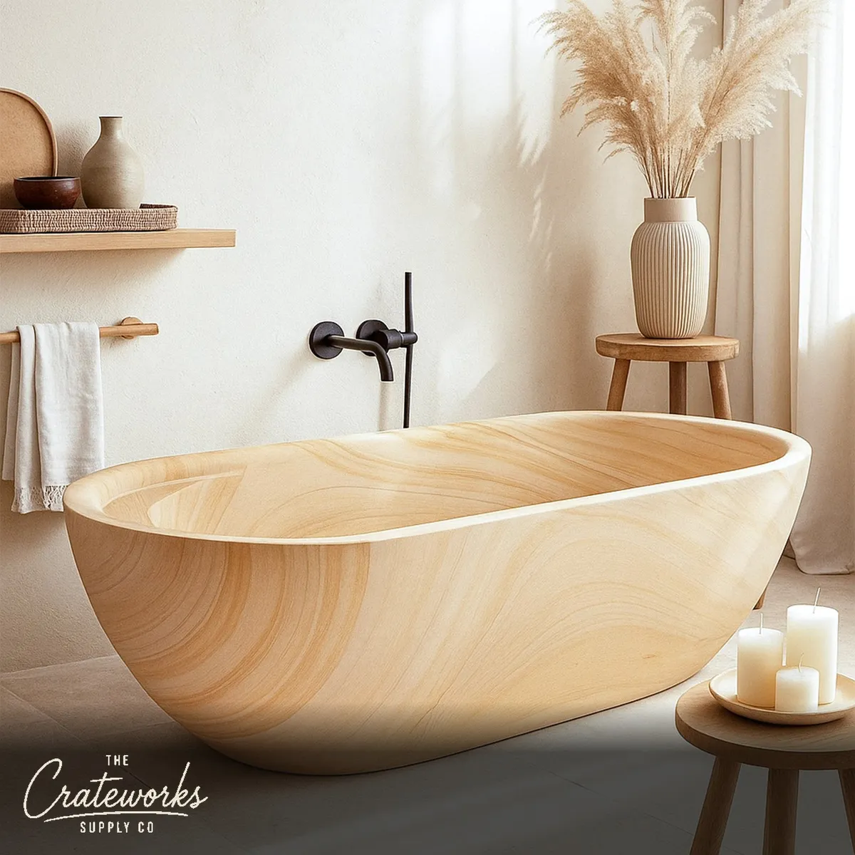 Stone Soaking Tub for luxury Hotel Spa custom design with wine glass holder