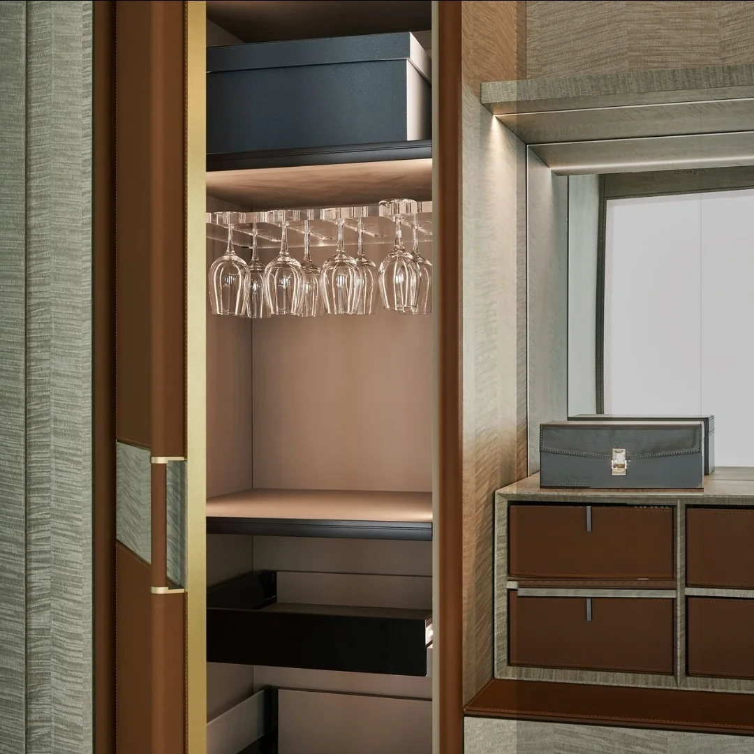 Six-Face Leather Cabinet Door, in the room 4