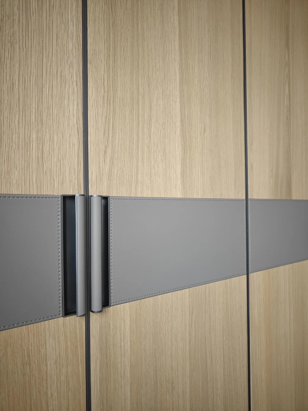 Leather + Ribbed-Wood Door, detail 2