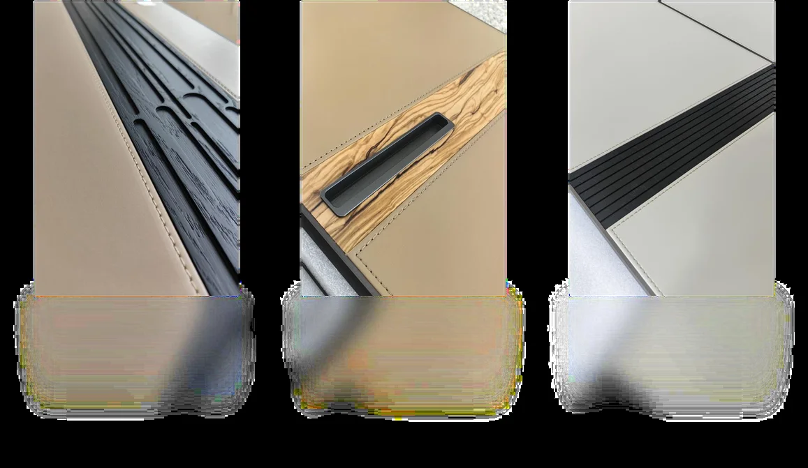Leather + Ribbed-Wood Door, detail 3