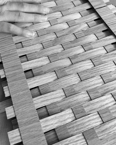 Leather + Woven-Wood Door, handmade 2