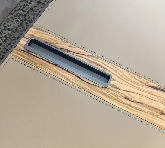 Leather + Wood Waist-Band Door, detail 2