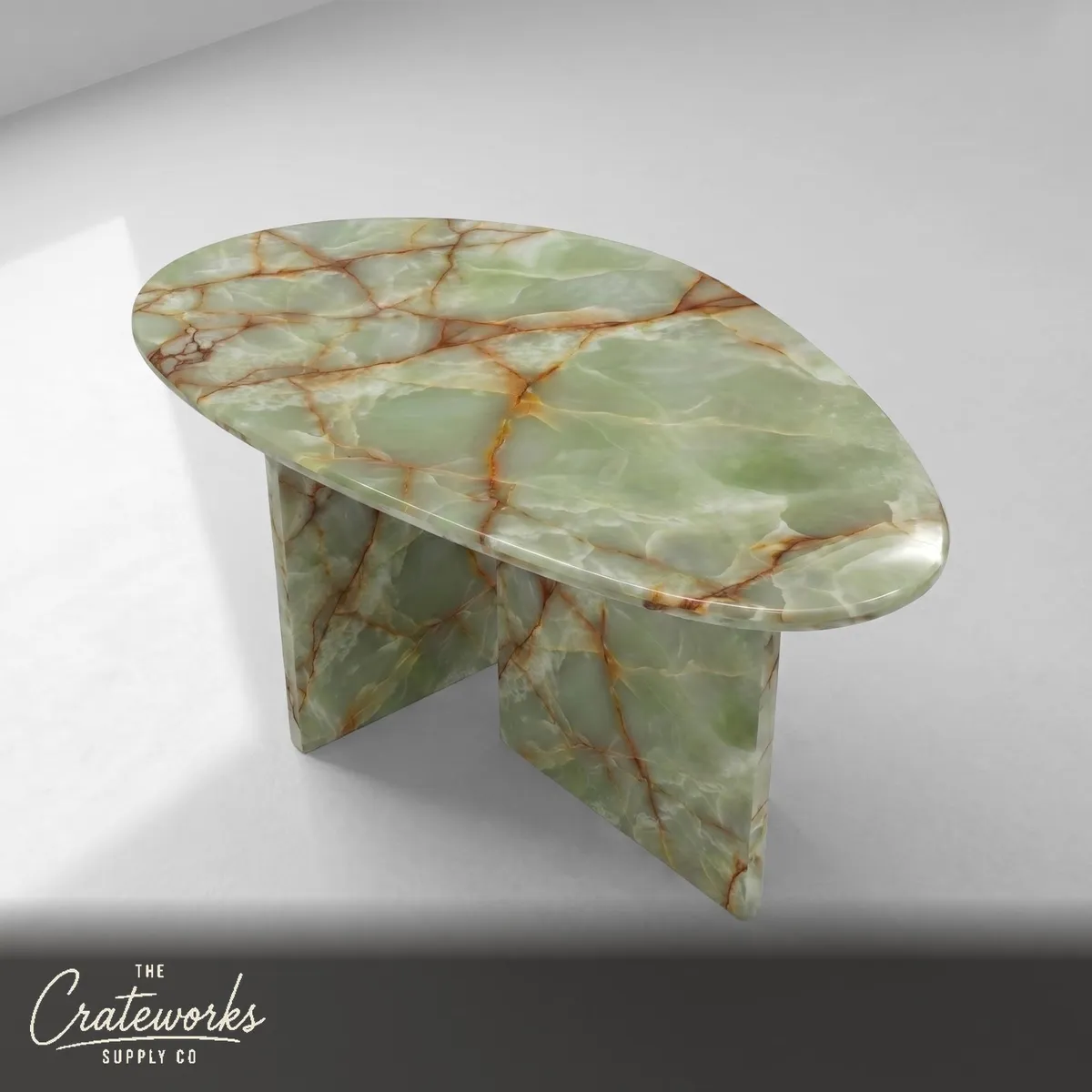 Green Onyx Marble Coffee Table - Pebble