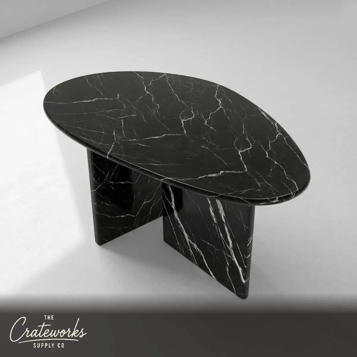 Nero Marquina Marble Coffee Table - Pebble