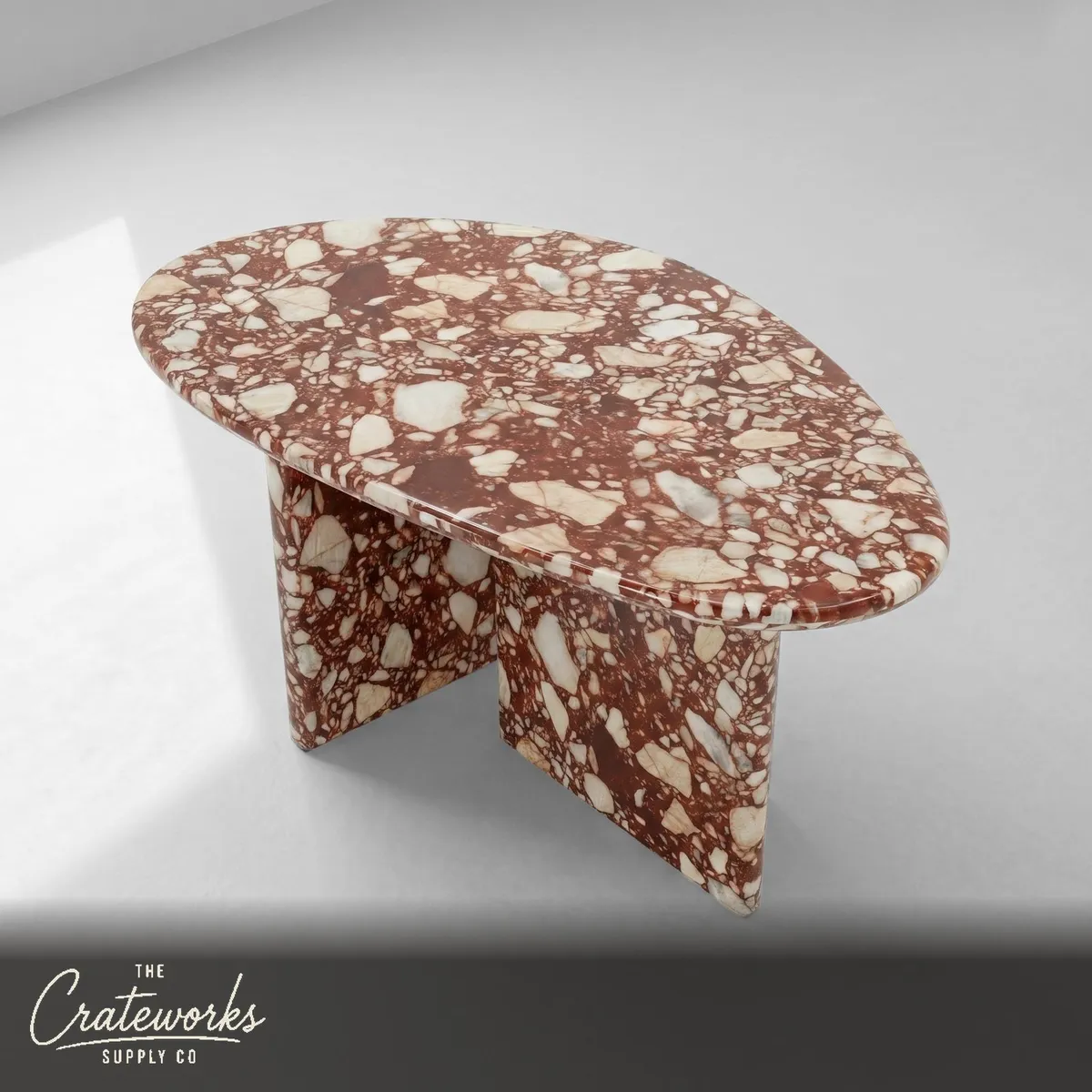 Red Bulgari Marble Coffee Table - Pebble