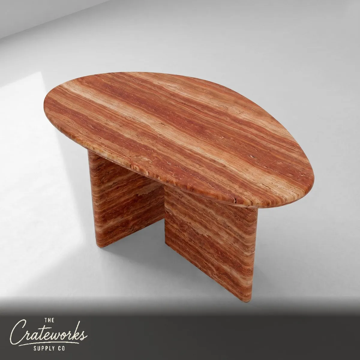 Red Travertine Coffee Table - Pebble