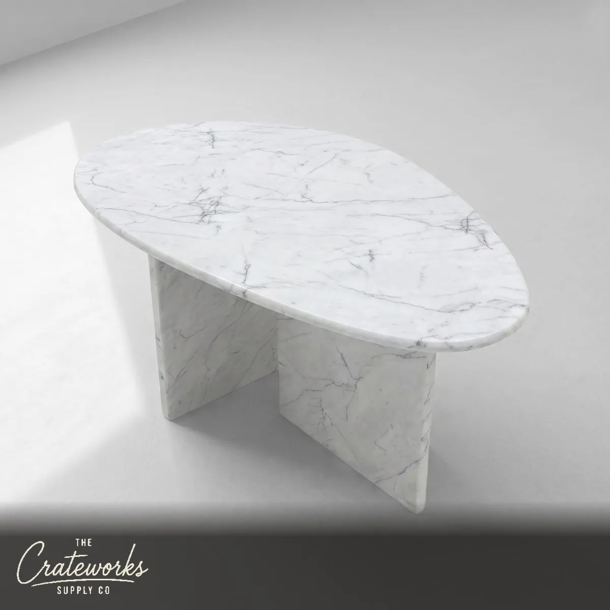 White Carrara Marble Coffee Table - Pebble