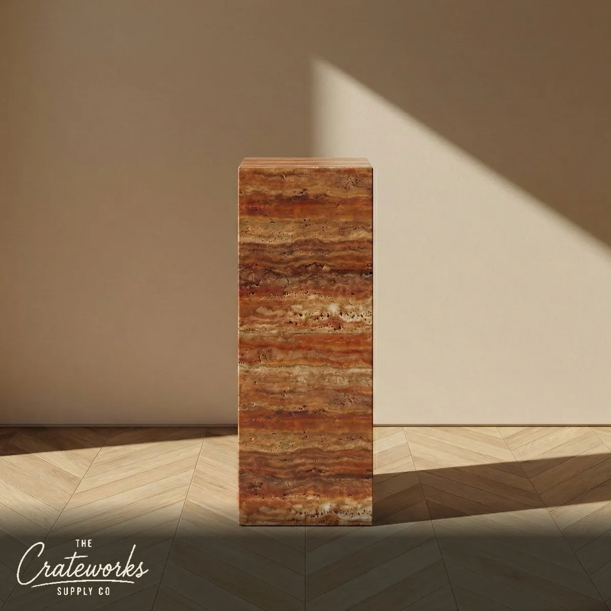 Red Travertine Pedestal Stand