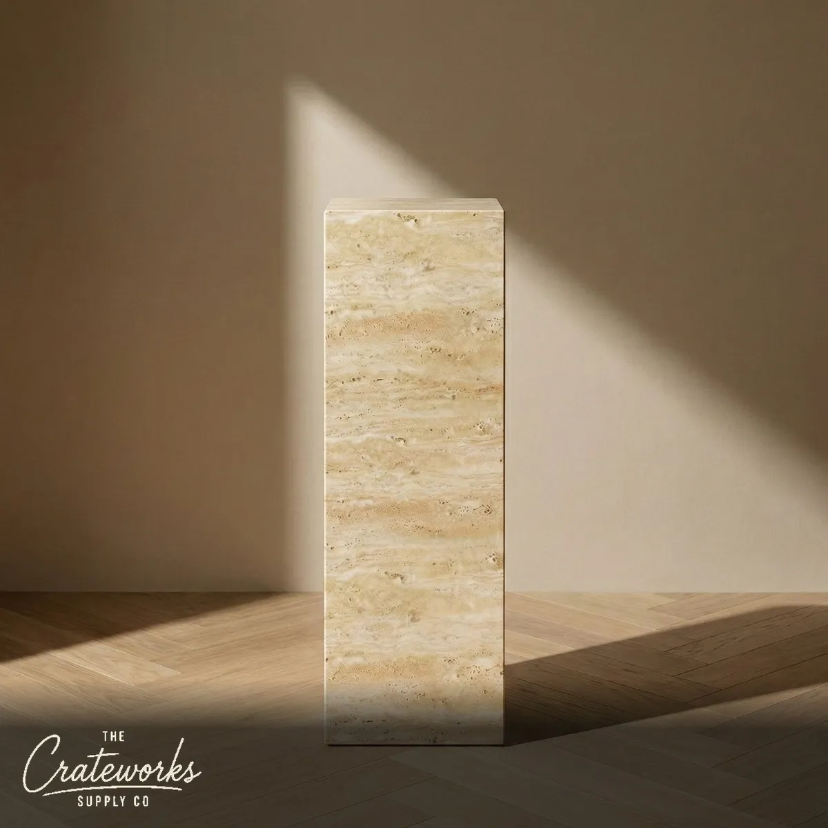 Beige Travertine Pedestal Stand