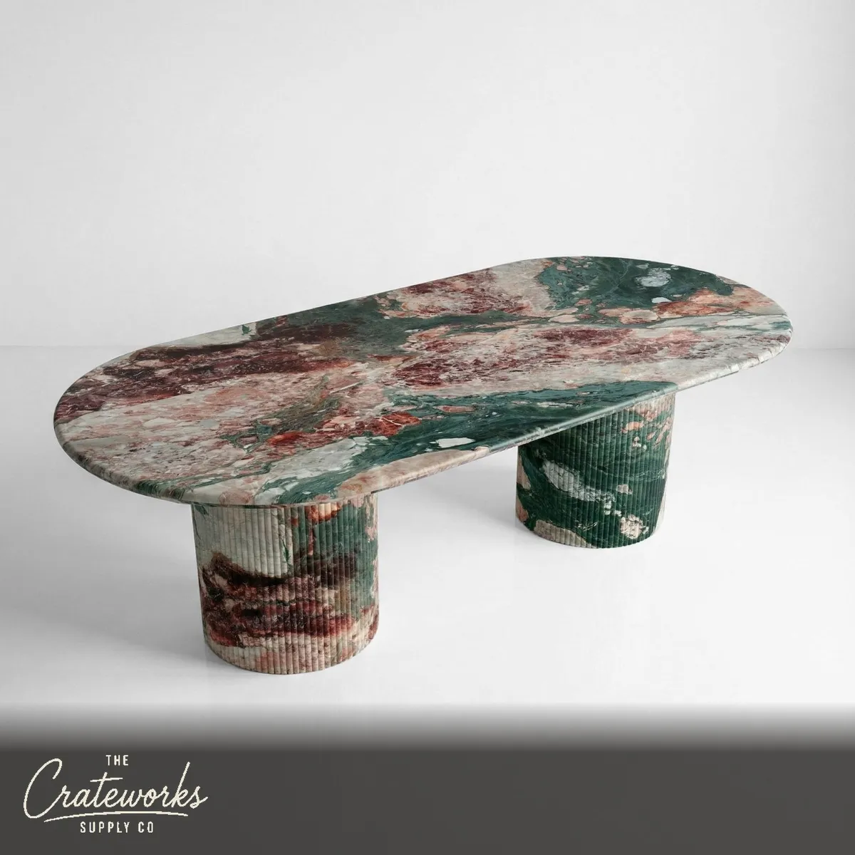 Four Seasons Marble Oval Dining Table - Fluted