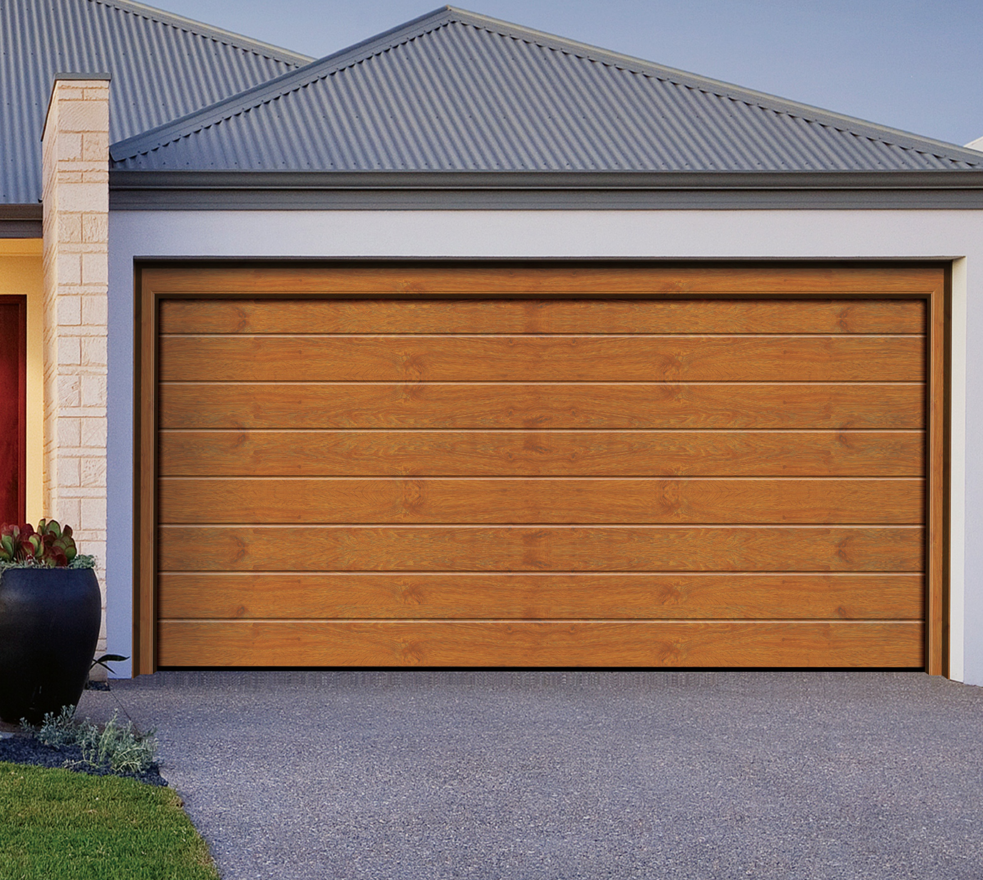 Wood-Grain Sectional Garage Door