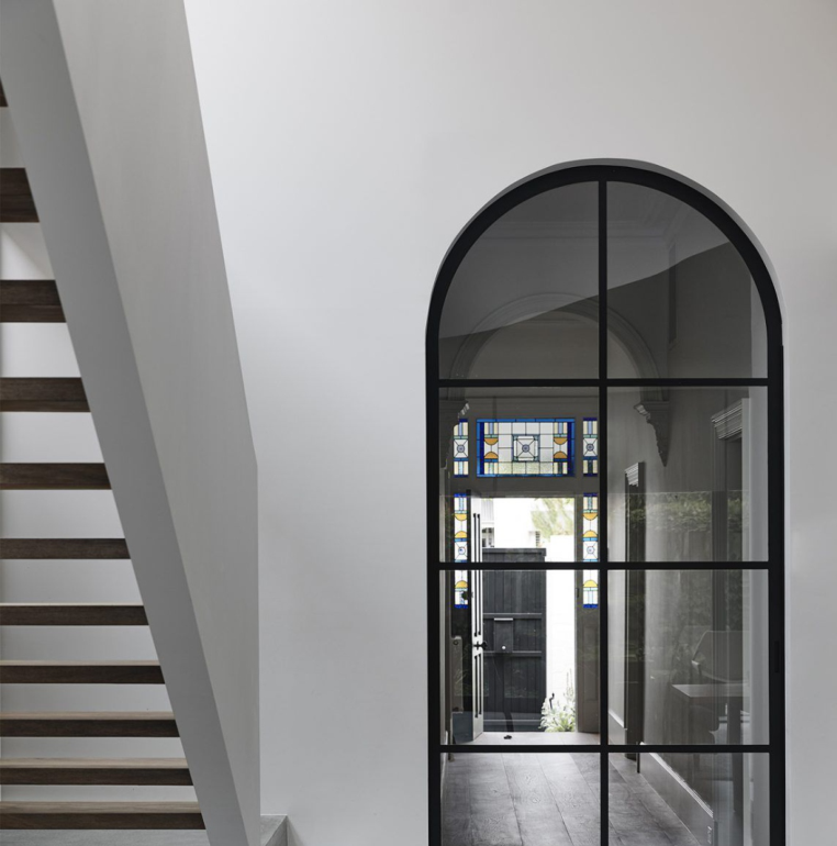 Steel-Look Arched Interior Doorway
