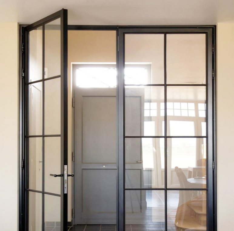 Steel-Look Aluminum Pivot Door