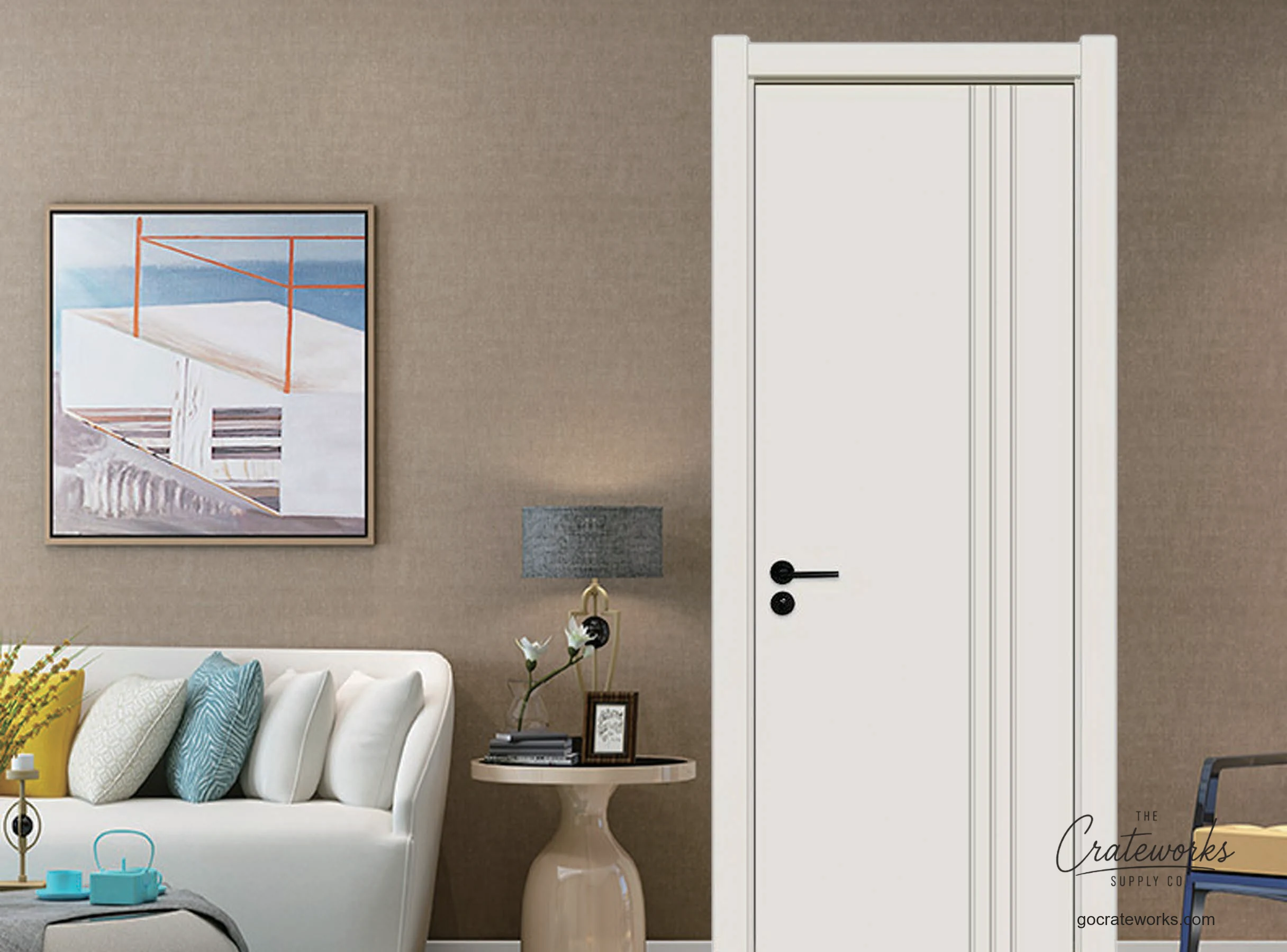 Single-Panel Interior Door with Vertical Reveal
