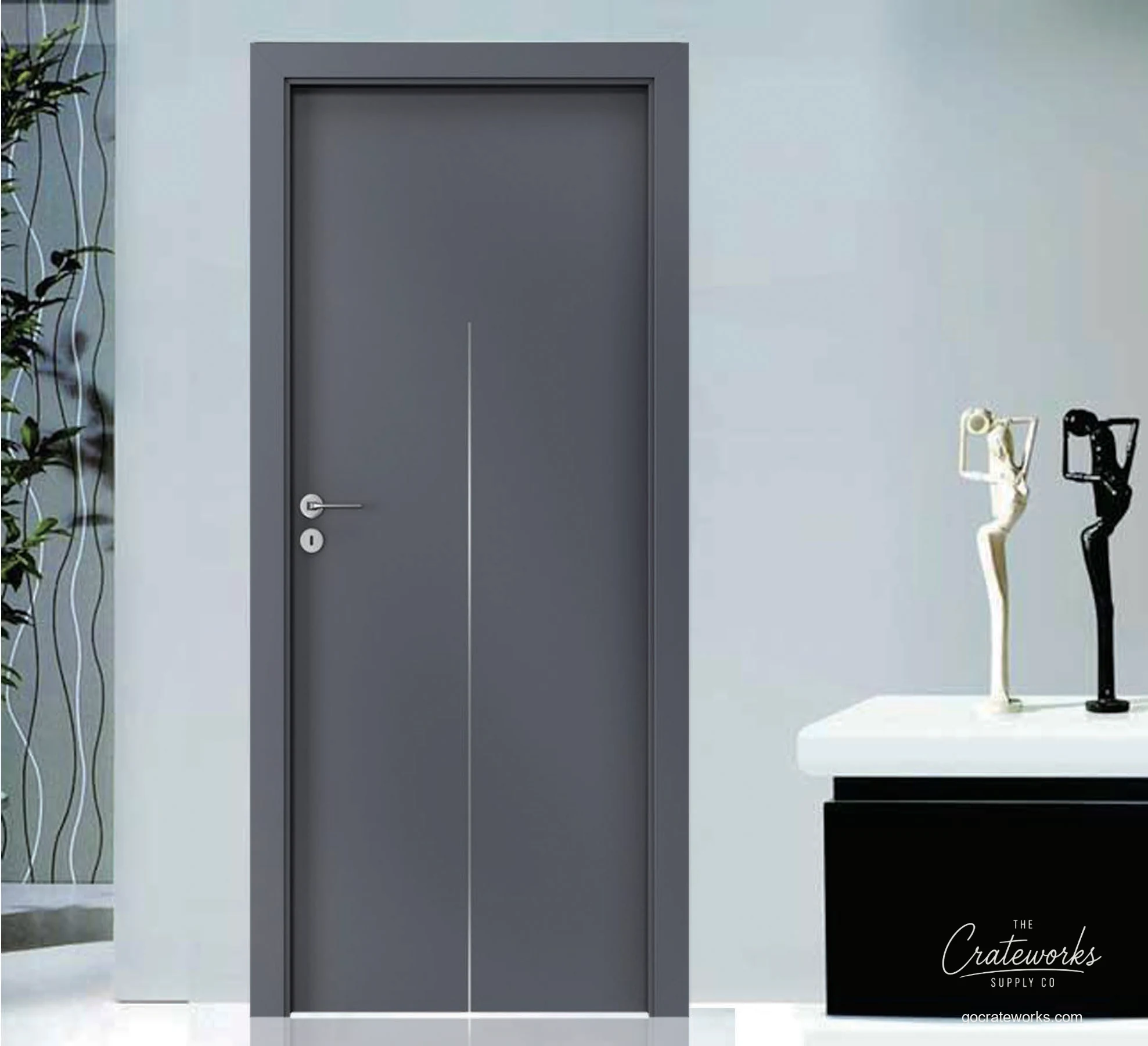 Flush Interior Door with Vertical Reveal