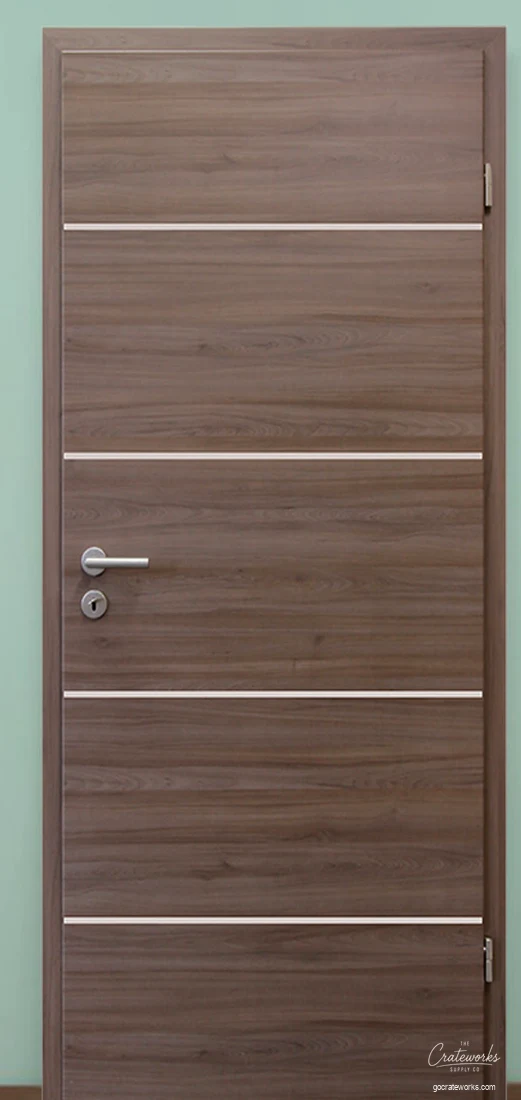 Modern Flush Interior Door with Aluminum Inlay