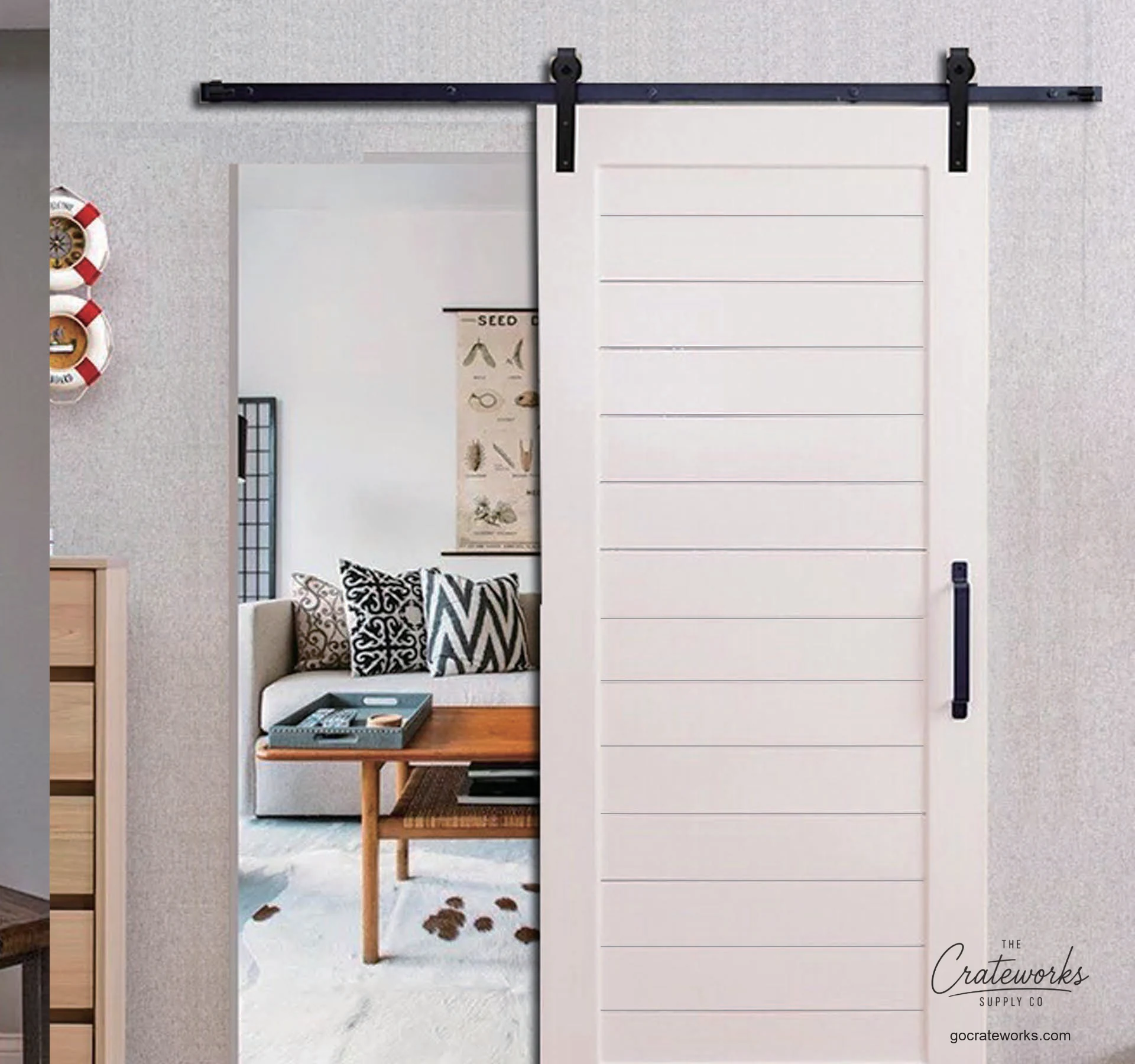 Sliding Barn Door, Horizontal Plank