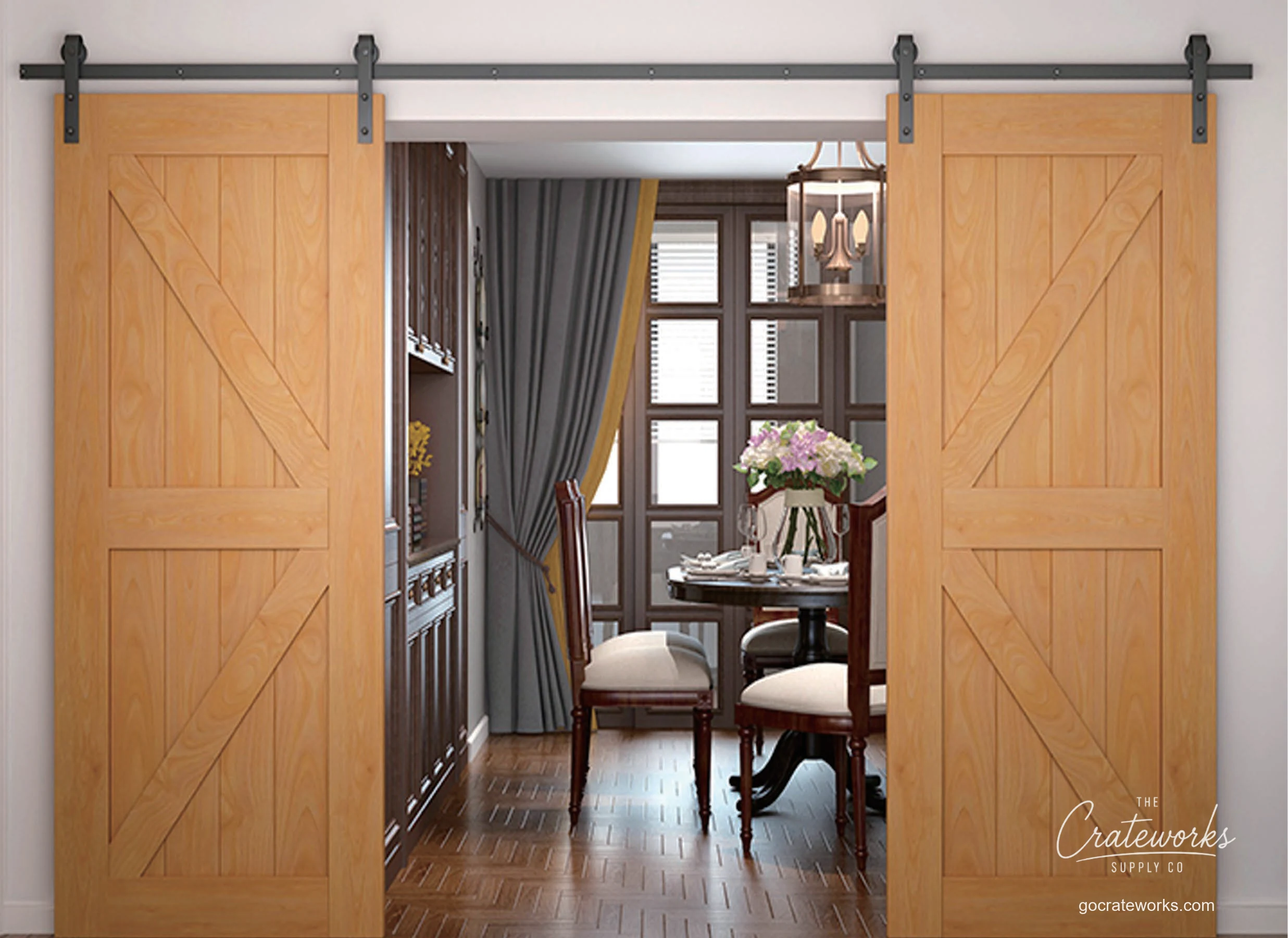 Double Sliding Barn Door, K-Brace