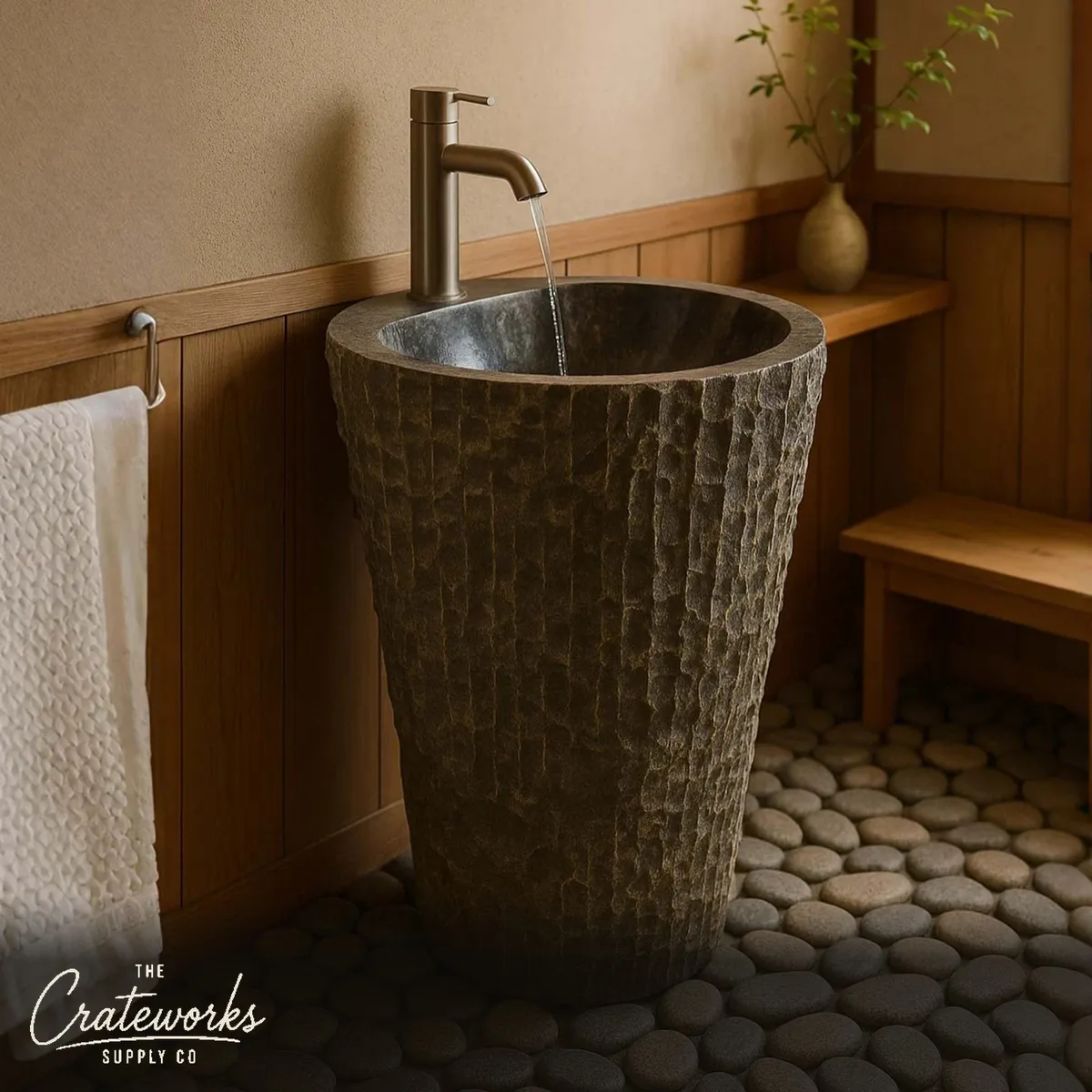 Black Marble Pedestal Sink