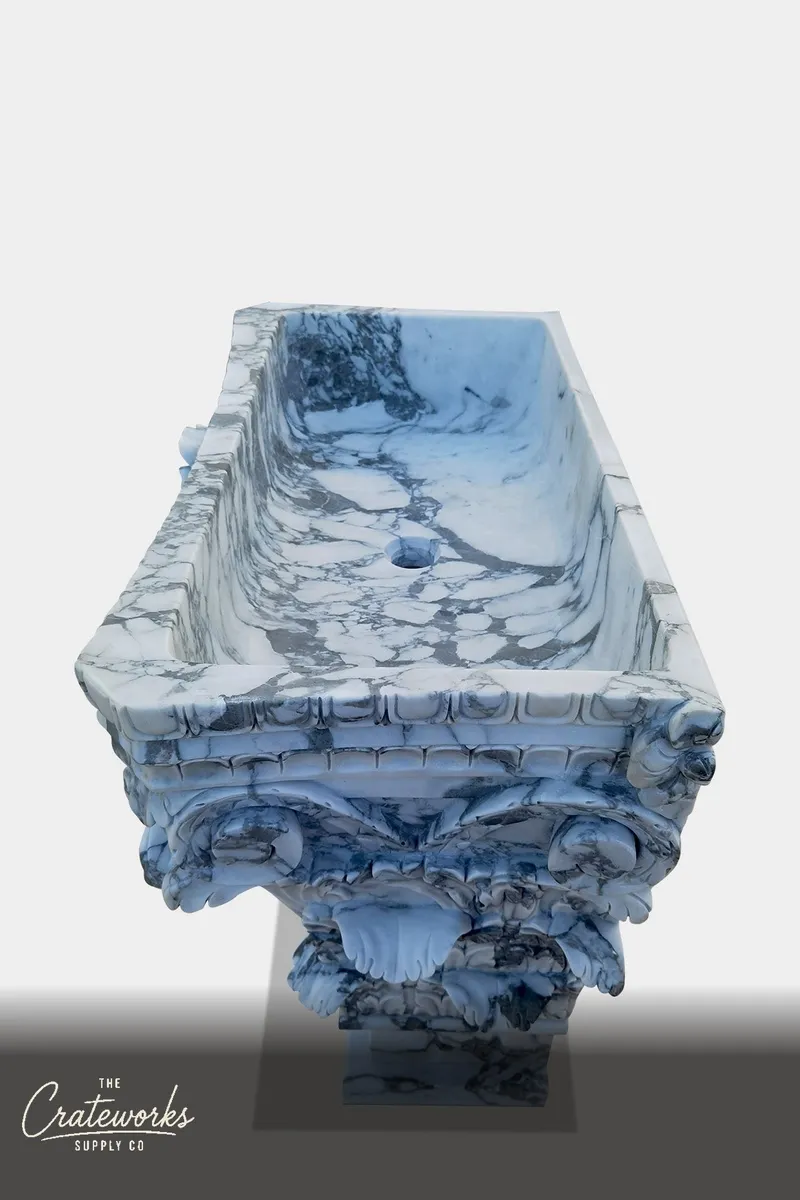 White Marble Garden Pedestal Sink